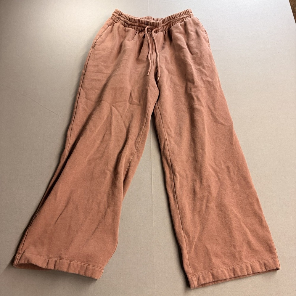 Vintage Y2K Old Navy Womens M Brown Wide Leg Sweatpants Drawstring Fleece